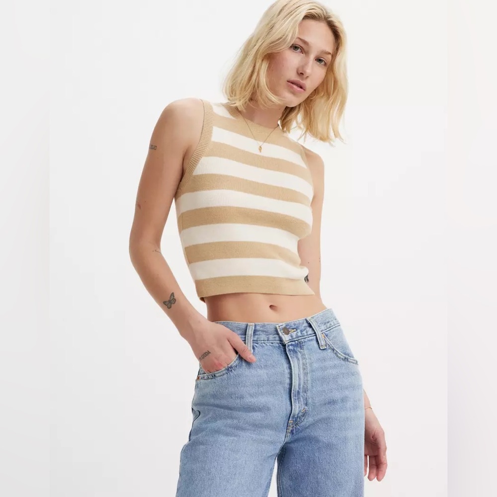 Levi’s Ocean Tank Striped Sleeveless Knit Top Small